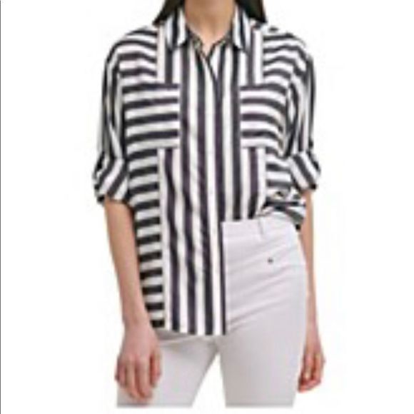 Karl Lagerfeld Tops - Karl Lagerfeld Paris Striped Button Down
